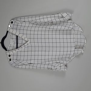 New The Workshop Checkered square high low blouse top